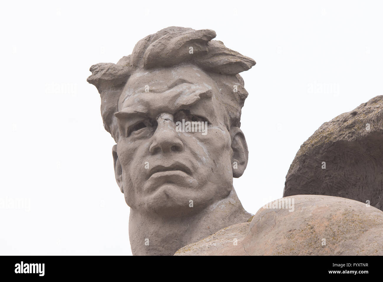 The head of the sculpture quot;Stand to Deathquot; in the square stood