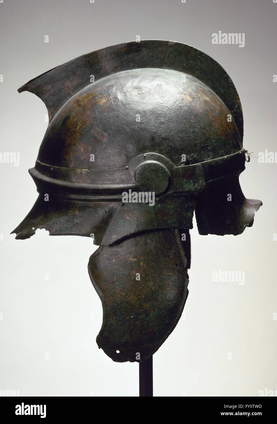 Roman bronze helmet. National Archaeological Museum. Madrid. Spain. Stock Photo
