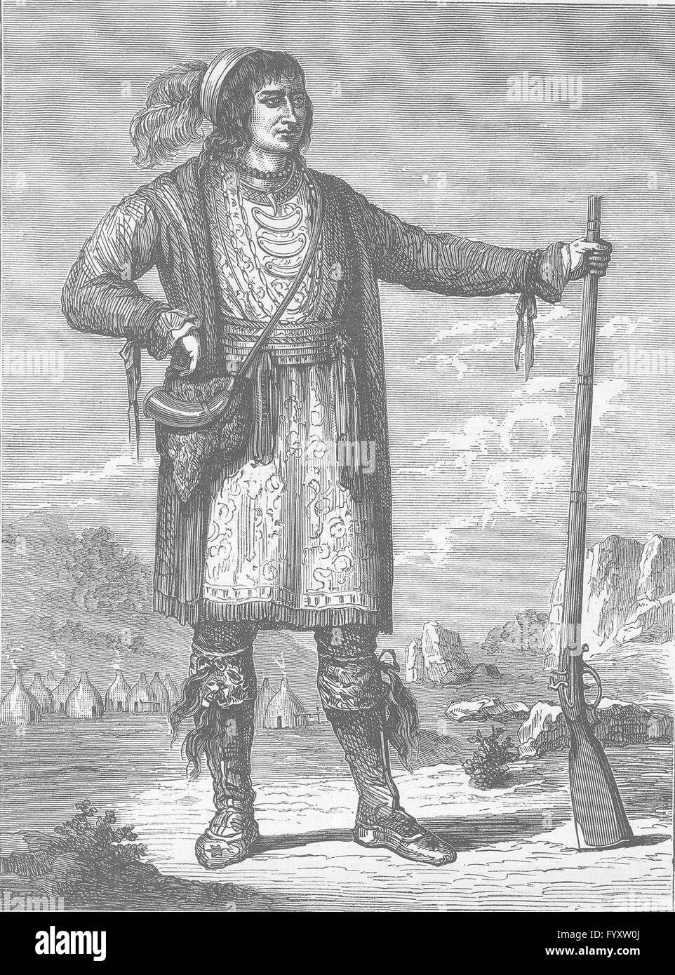 USA: Osceola, Chief of Seminoles(from Catlin), antique print c1880 Stock Photo