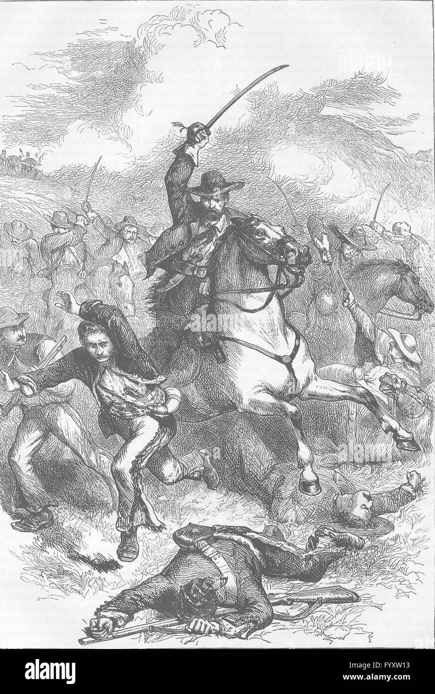 MILITARIA: Battle of Buena Vista, antique print c1880 Stock Photo