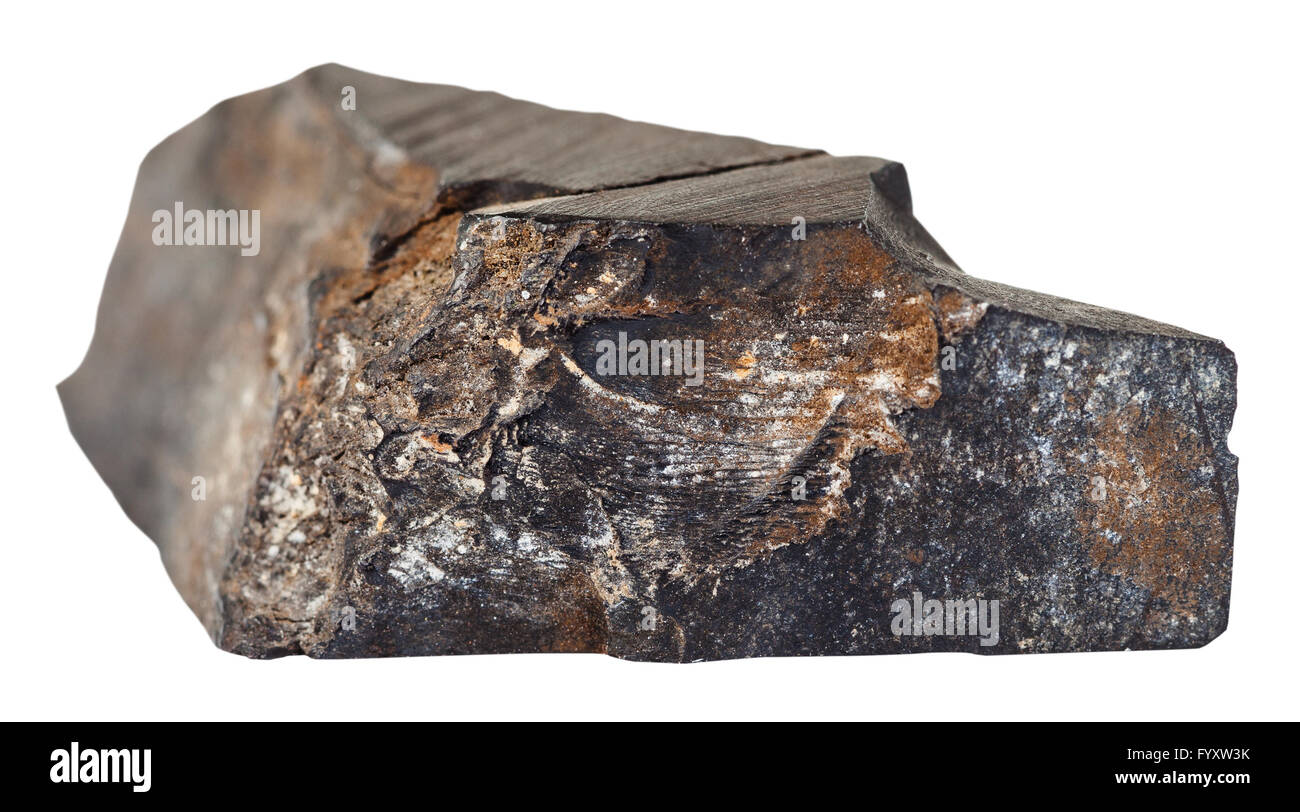 macro shooting of natural mineral stone - raw Jet (lignite, brown coal