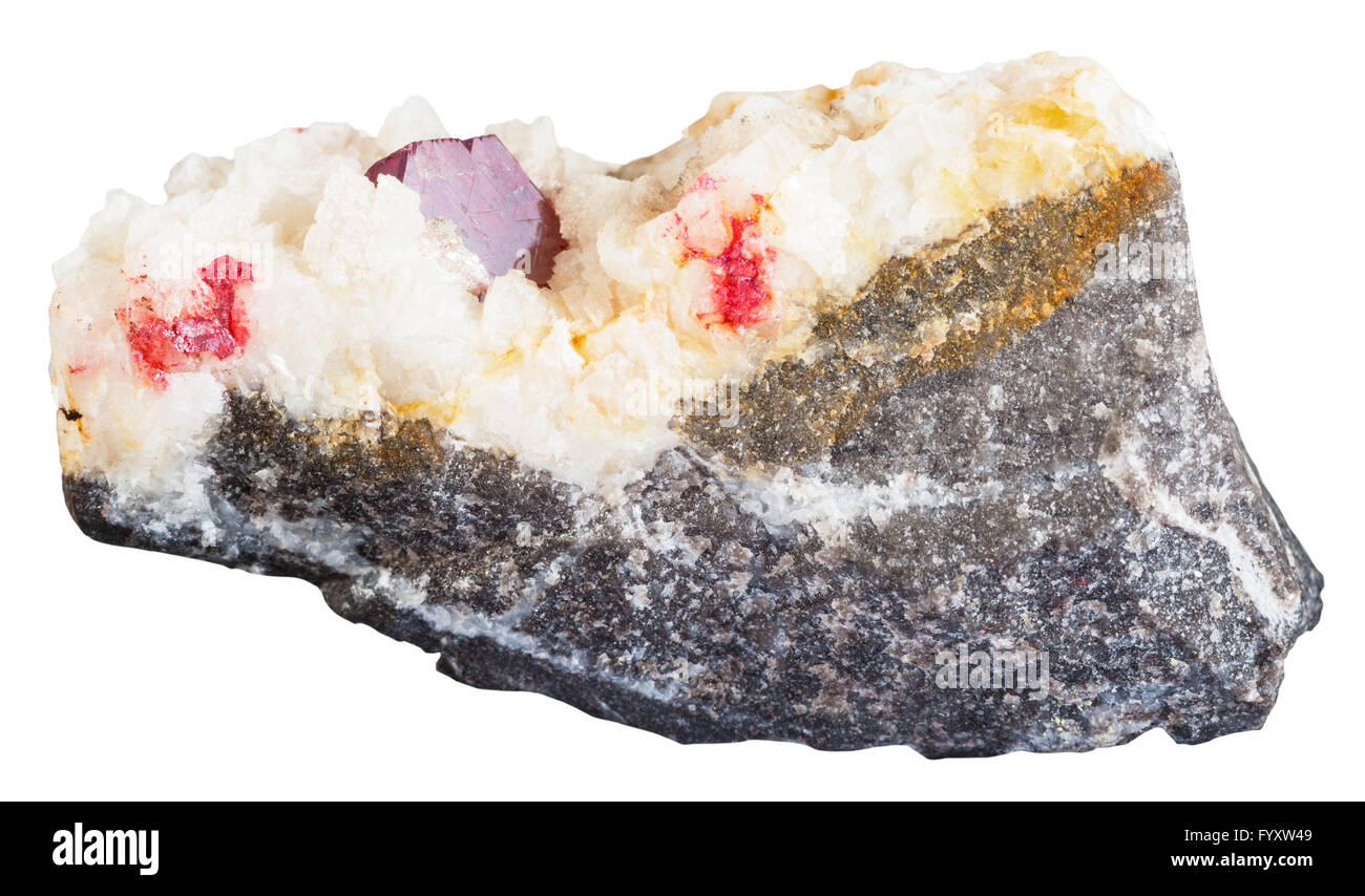 macro shooting of natural mineral stone - red crystal of Cinnabar ...