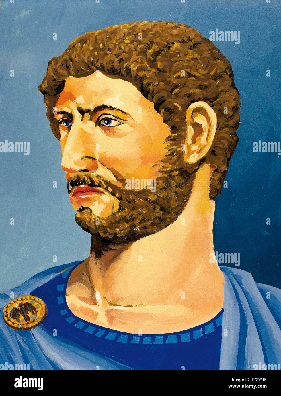 Hadrian (76-138). Roman emperor. Watercolor Stock Photo - Alamy