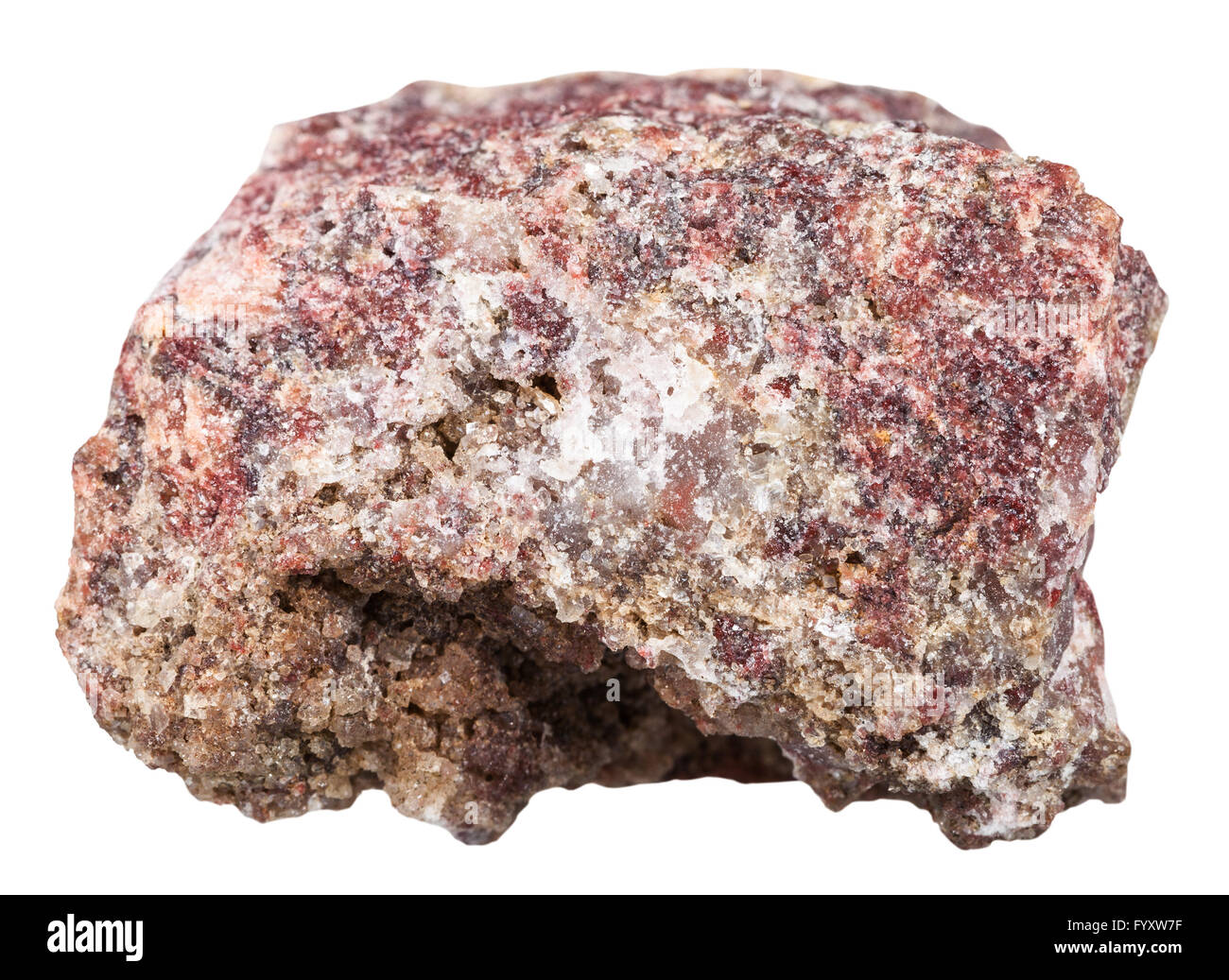 macro shooting of natural mineral stone - specimen of pink Dolomite rock isolated on white background Stock Photo