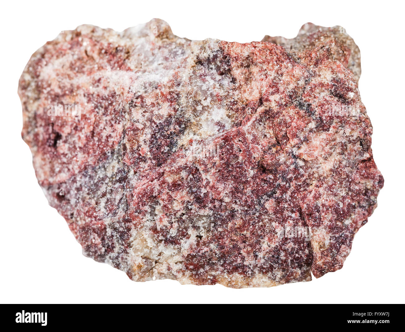 macro shooting of natural mineral stone - piece of pink Dolomite rock isolated on white background Stock Photo
