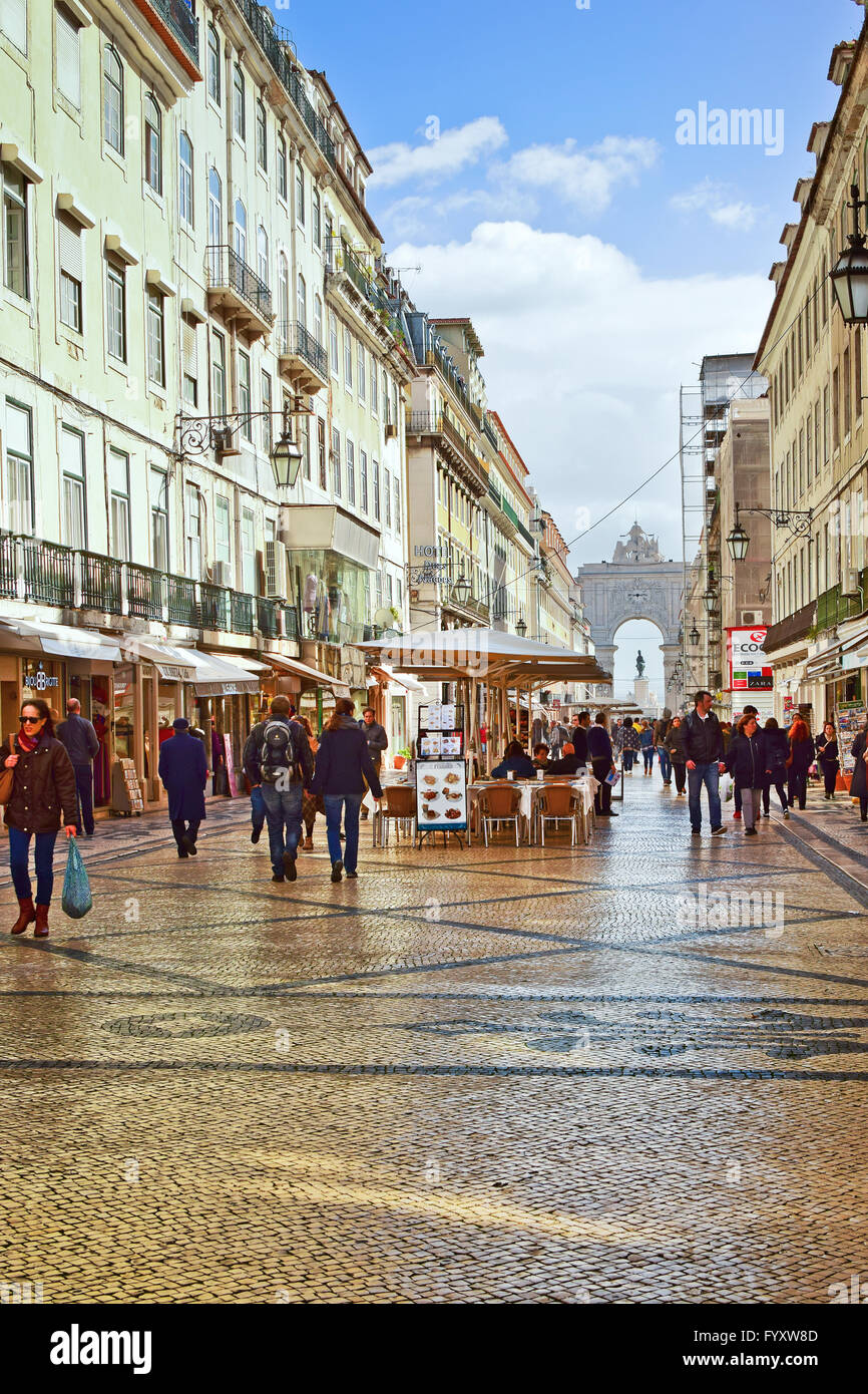Rua Augusta is a shopping street connecting Praca do Commercio, the ...