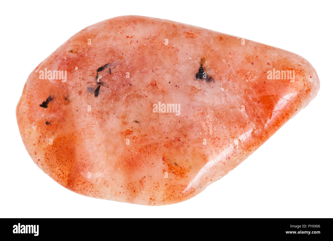 macro shooting of natural mineral stone - polished Sunstone (Heliolite, plagioclase feldspar, Oligoclase, orthoclase) gemstone i Stock Photo