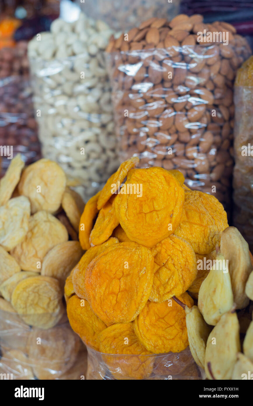 Eurasia, Caucasus region, Armenia, Yerevan, market, dried fruit Stock Photo