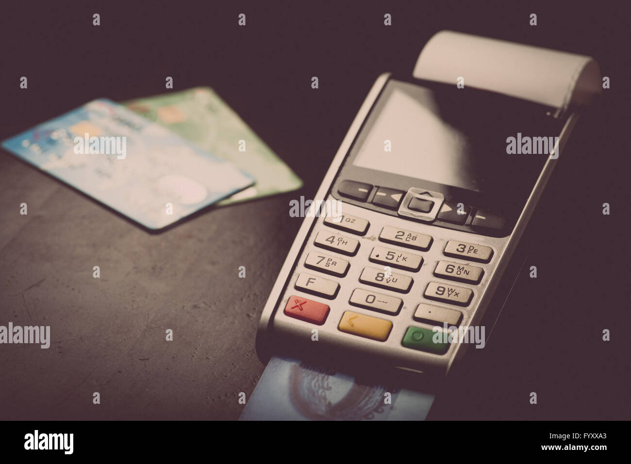 Color image of a POS and credit cards Stock Photo - Alamy