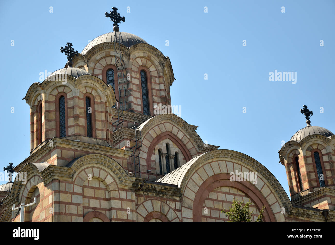Orthodox church with domes, under clear blue sky Stock Photo - Alamy