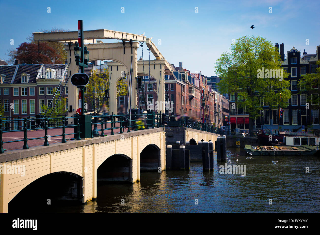 The Magere Brug, Skinny Bridge. Amsterdam Stock Photo