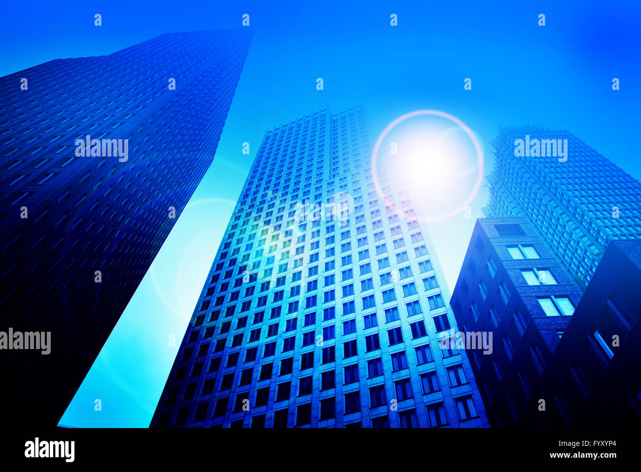 Business skyscraper buildings in blue tone Stock Photo - Alamy