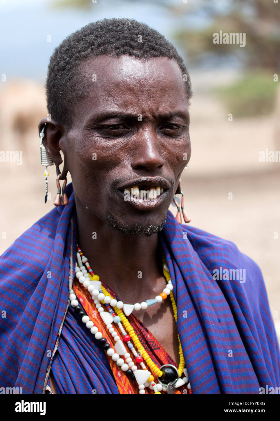Maasai man portrait in Tanzania, Africa Stock Photo