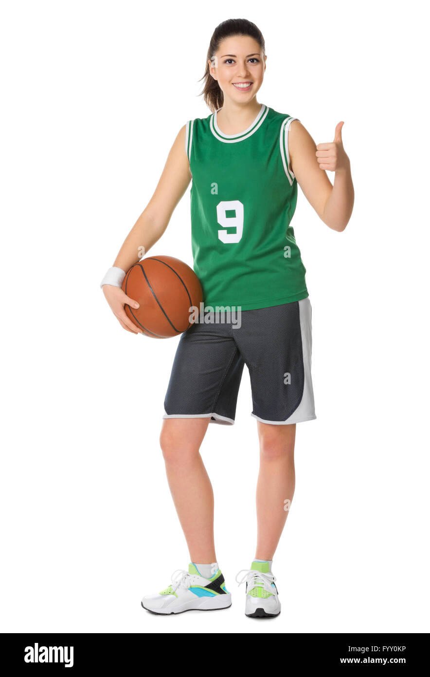 Young girl basketball player isolated Stock Photo