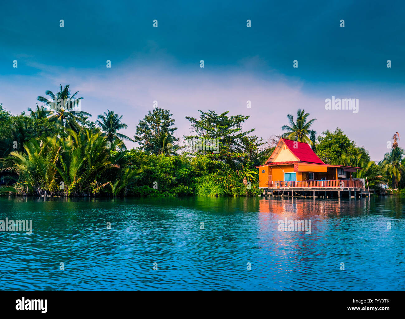 Stilt houses above river in rural Thailand Stock Photo - Alamy