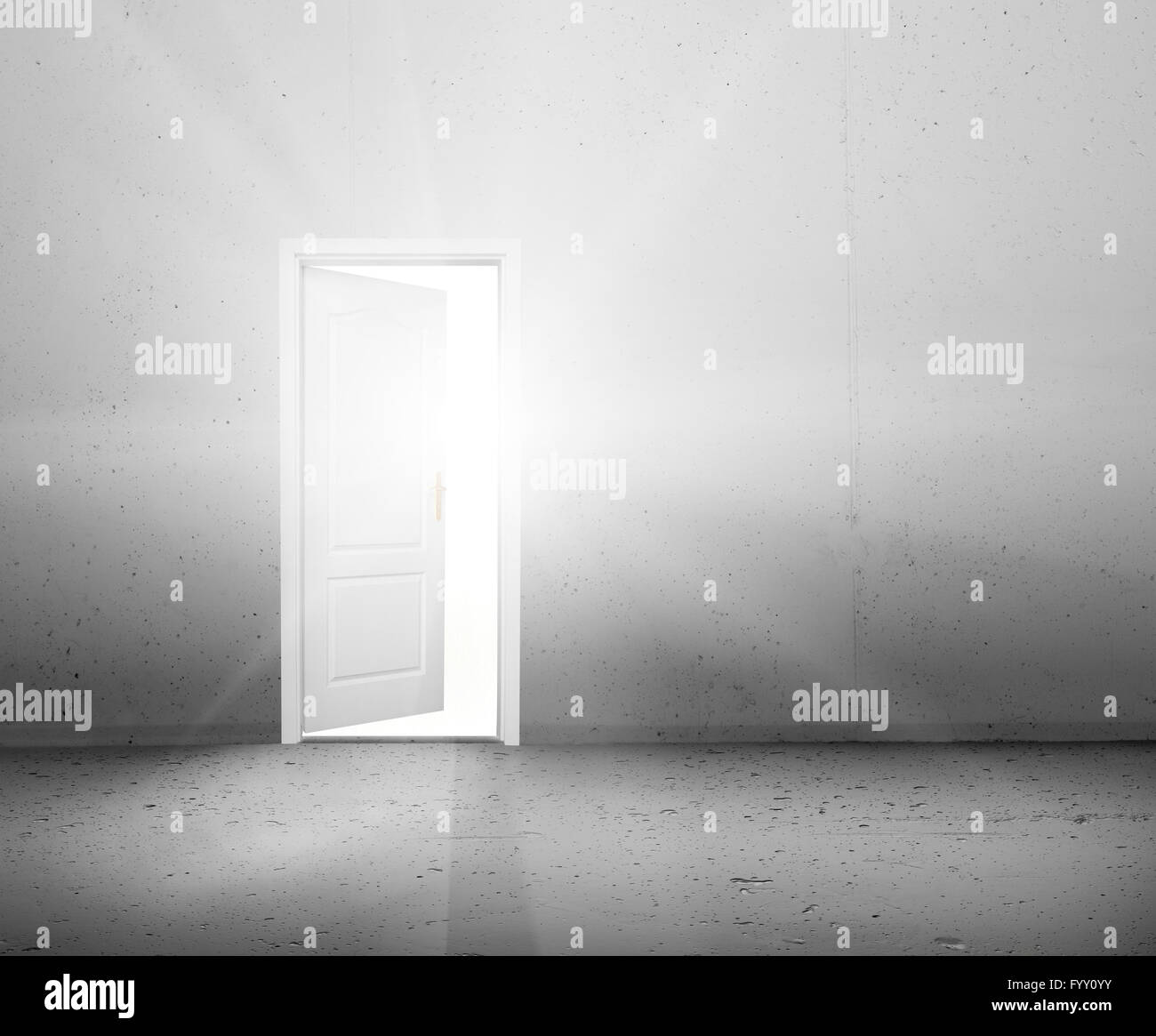 Open door to a new better world, the sun light shining through doorway