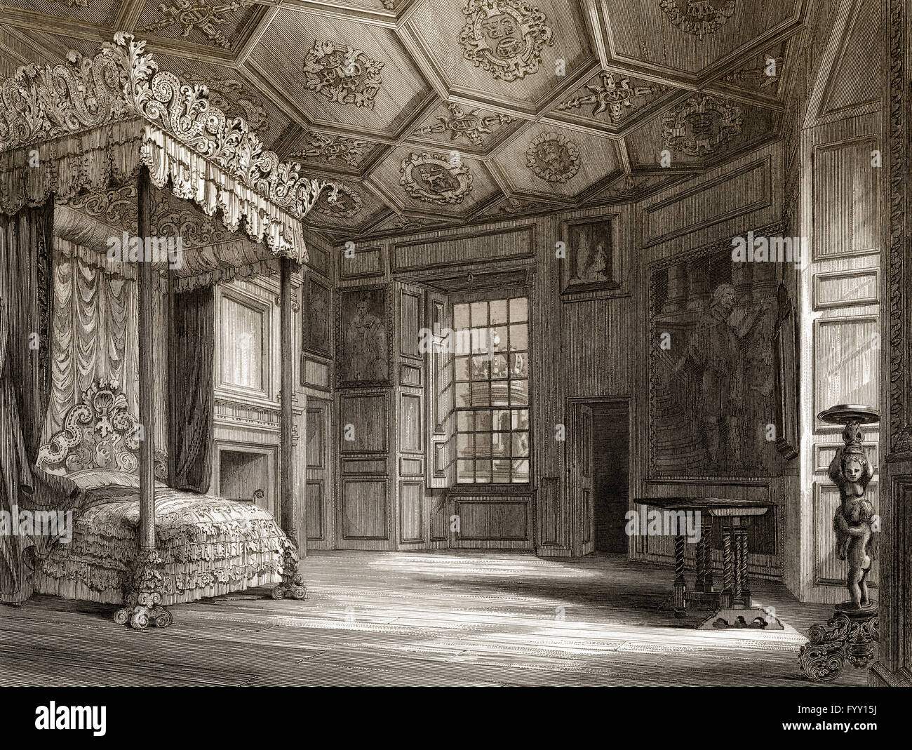 The Bedchamber of Mary, Queen of Scots, at Palace of Holyroodhouse, Edinburgh, Scotland Stock Photo