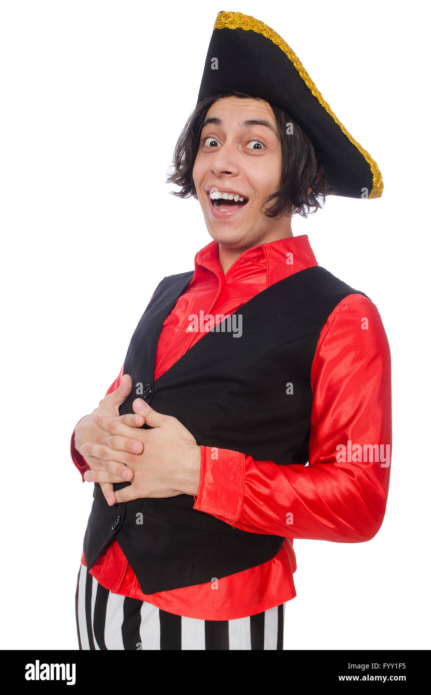 Funny pirate isolated on the white Stock Photo