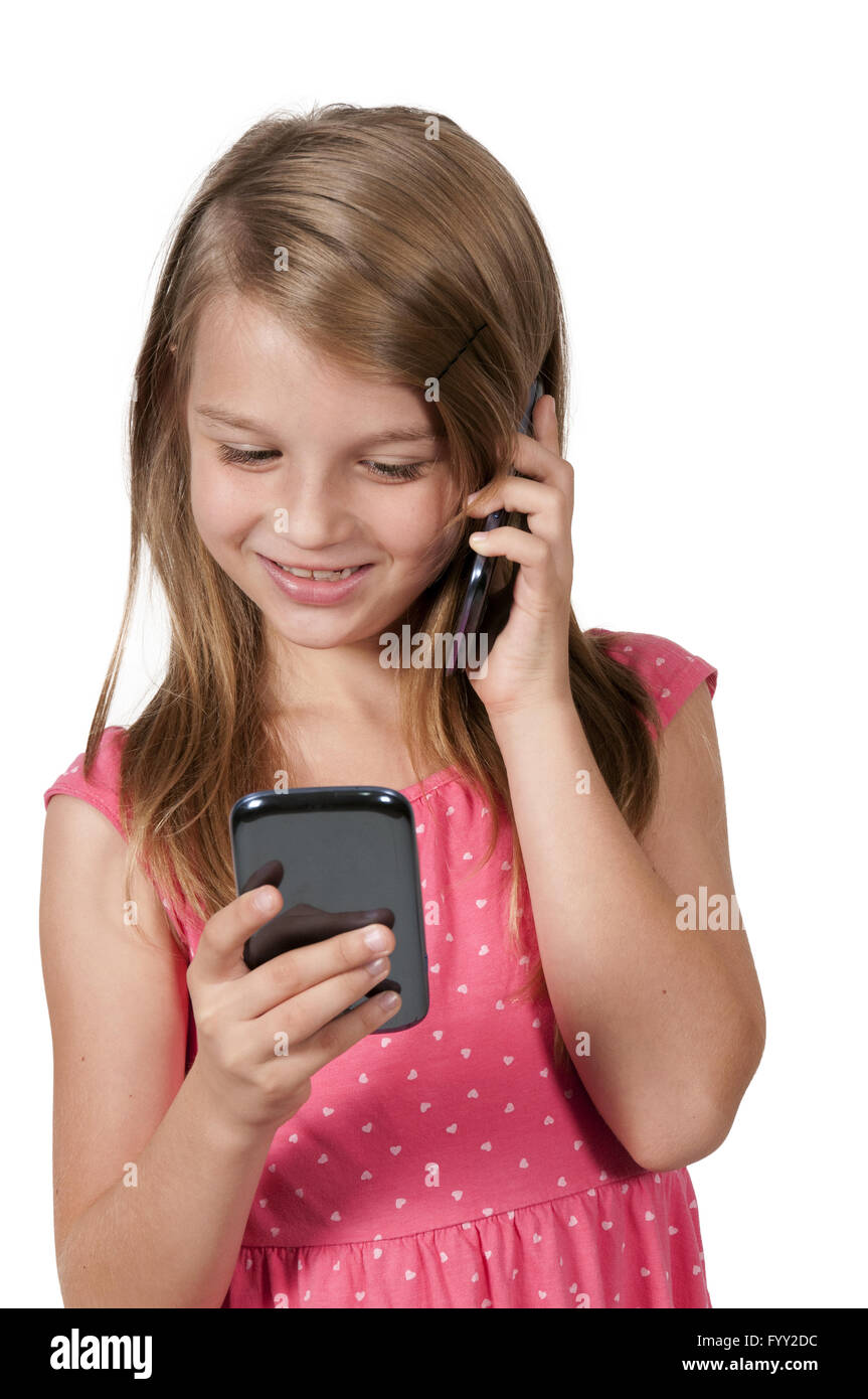 Little Girl Using Cell Phones Stock Photo Alamy