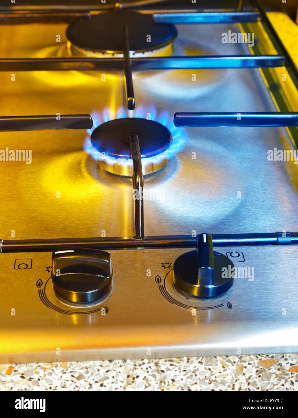 Flames of gas kitchen stove Stock Photo Alamy