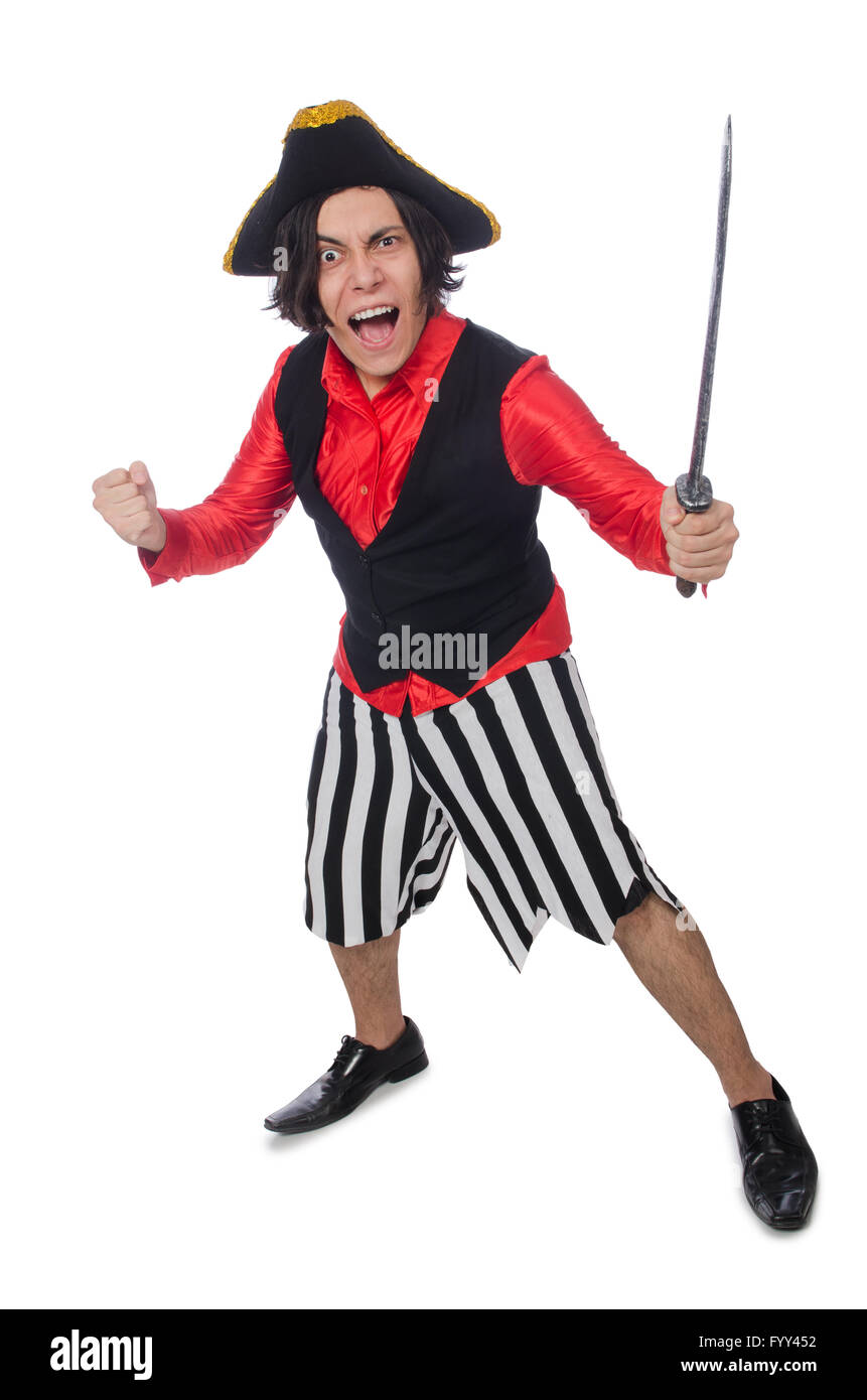 Funny pirate isolated on the white Stock Photo - Alamy
