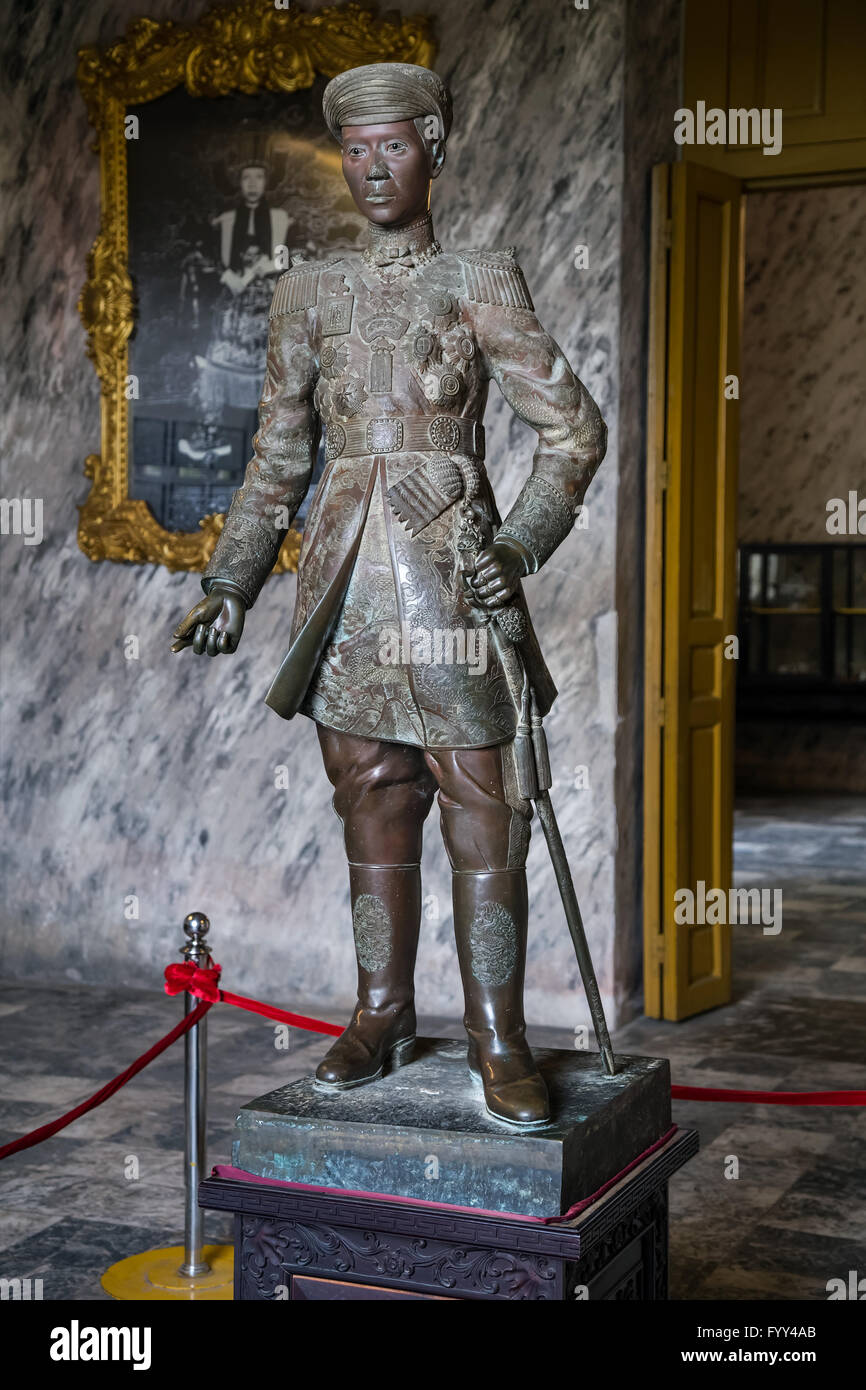 Statue of Emperor in Imperial Khai Dinh Tomb in Hue, Vietnam Stock Photo