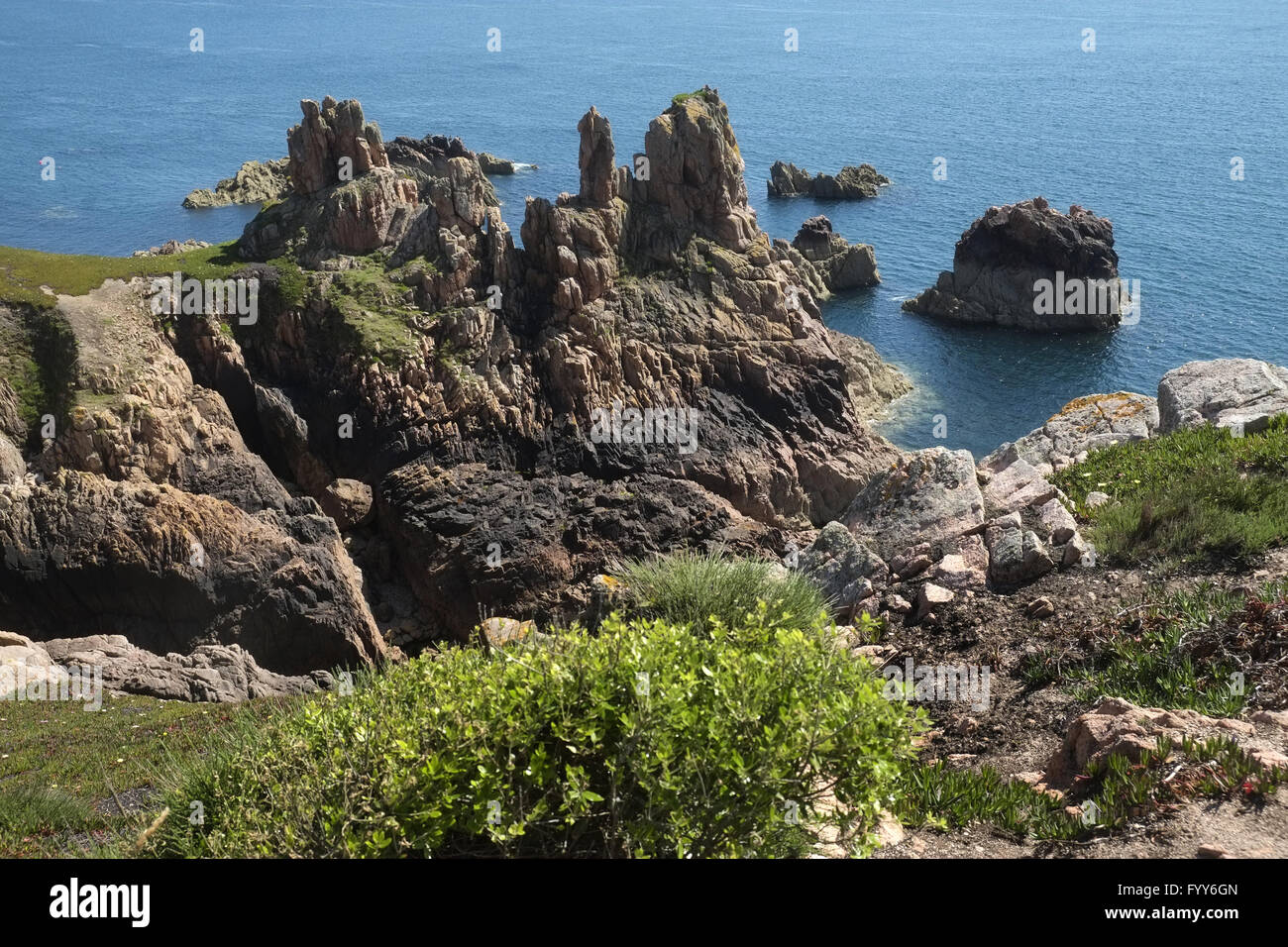 Cliffs on the southwest coast of Jersey Stock Photo