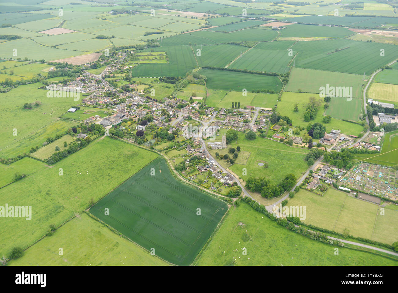 An aerial view of the village of Titchmarsh and surrounding
