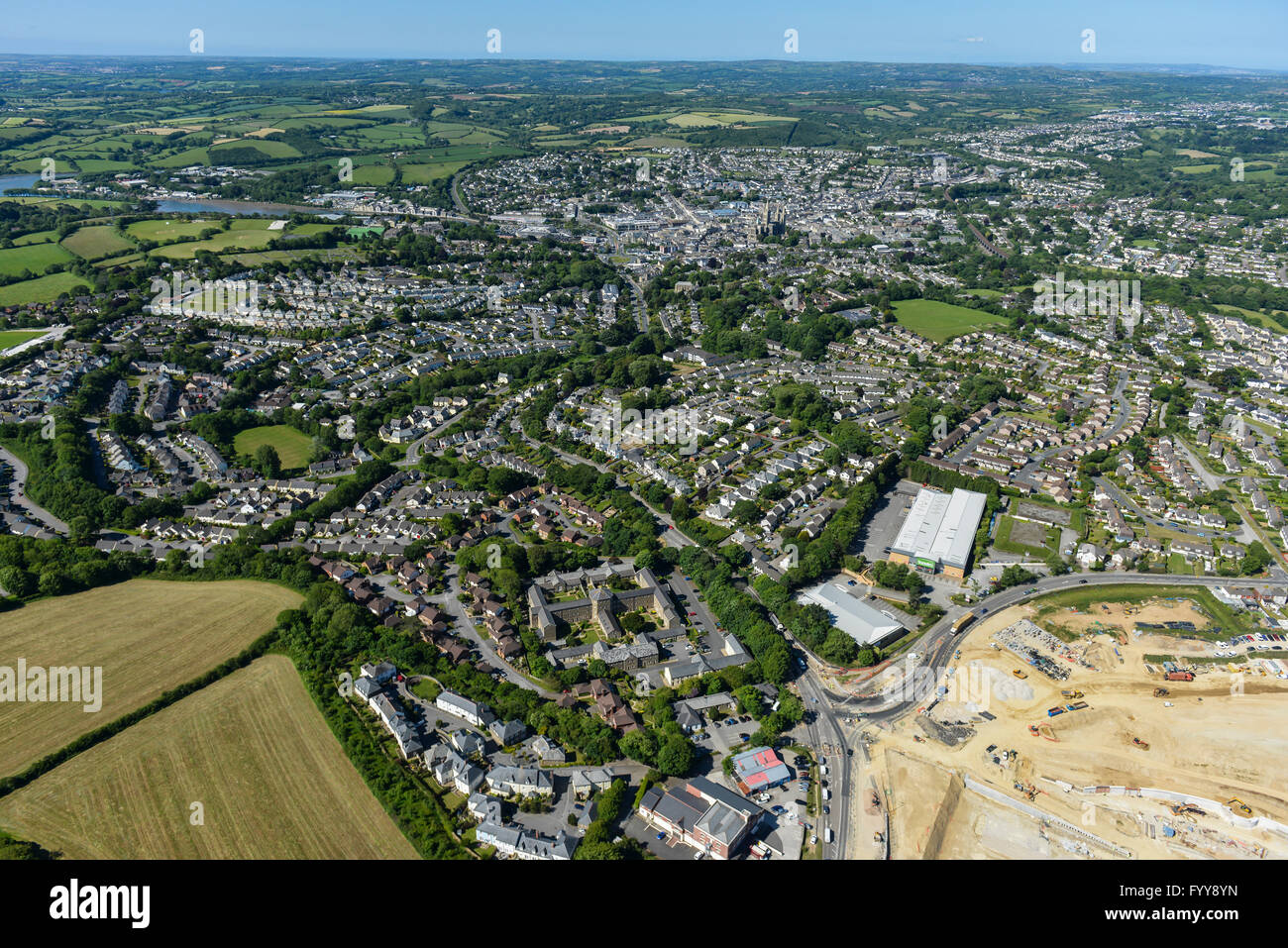 General aerial views of the Cornish city of Truro Stock Photo