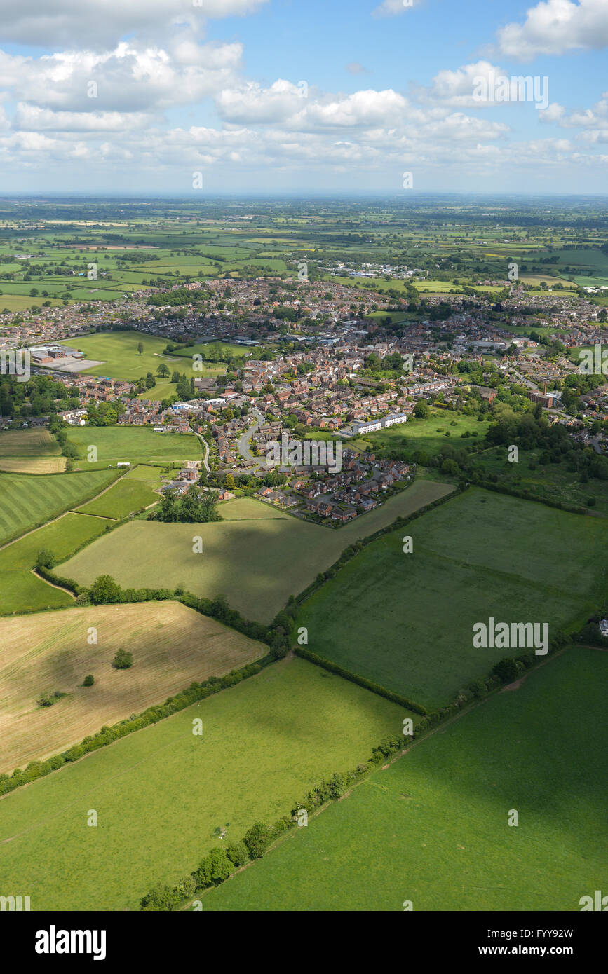 An aerial view of the Shropshire town of Wem and surrounding