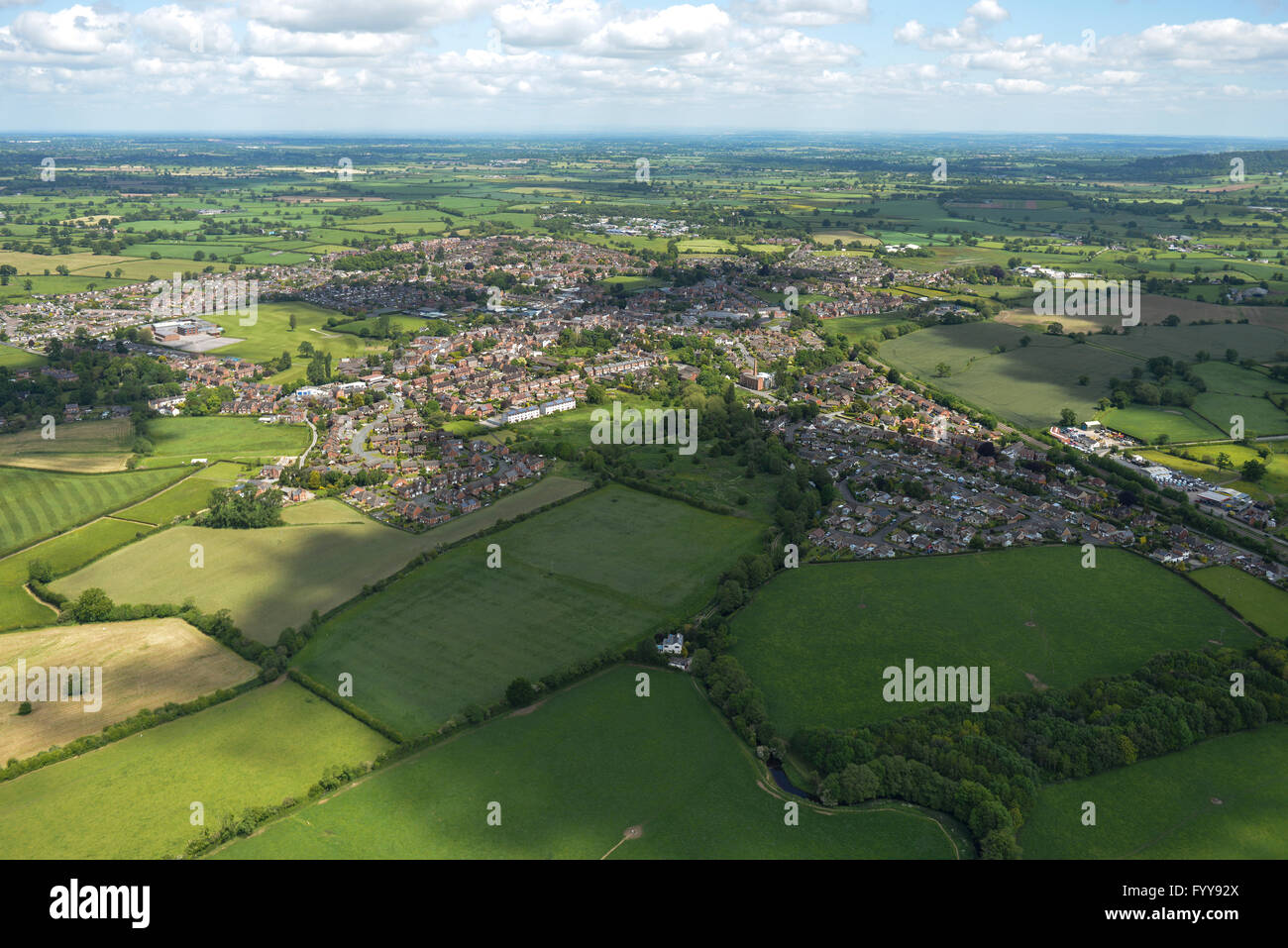 An aerial view of the Shropshire town of Wem and surrounding