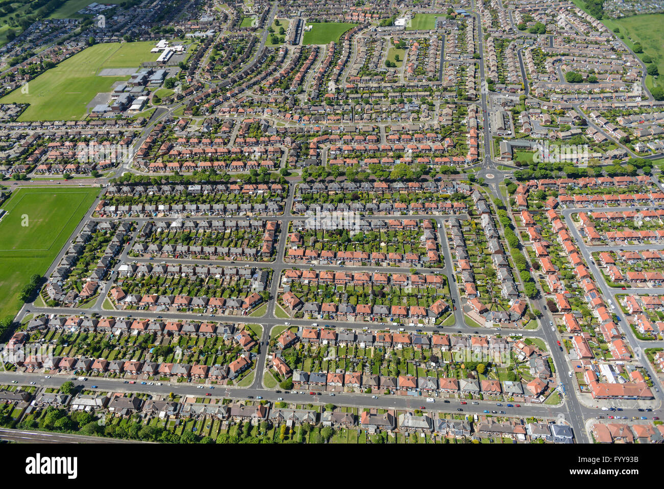 An aerial view of the Cullercoats area of Whitley Bay, Tyne & Wear Stock Photo