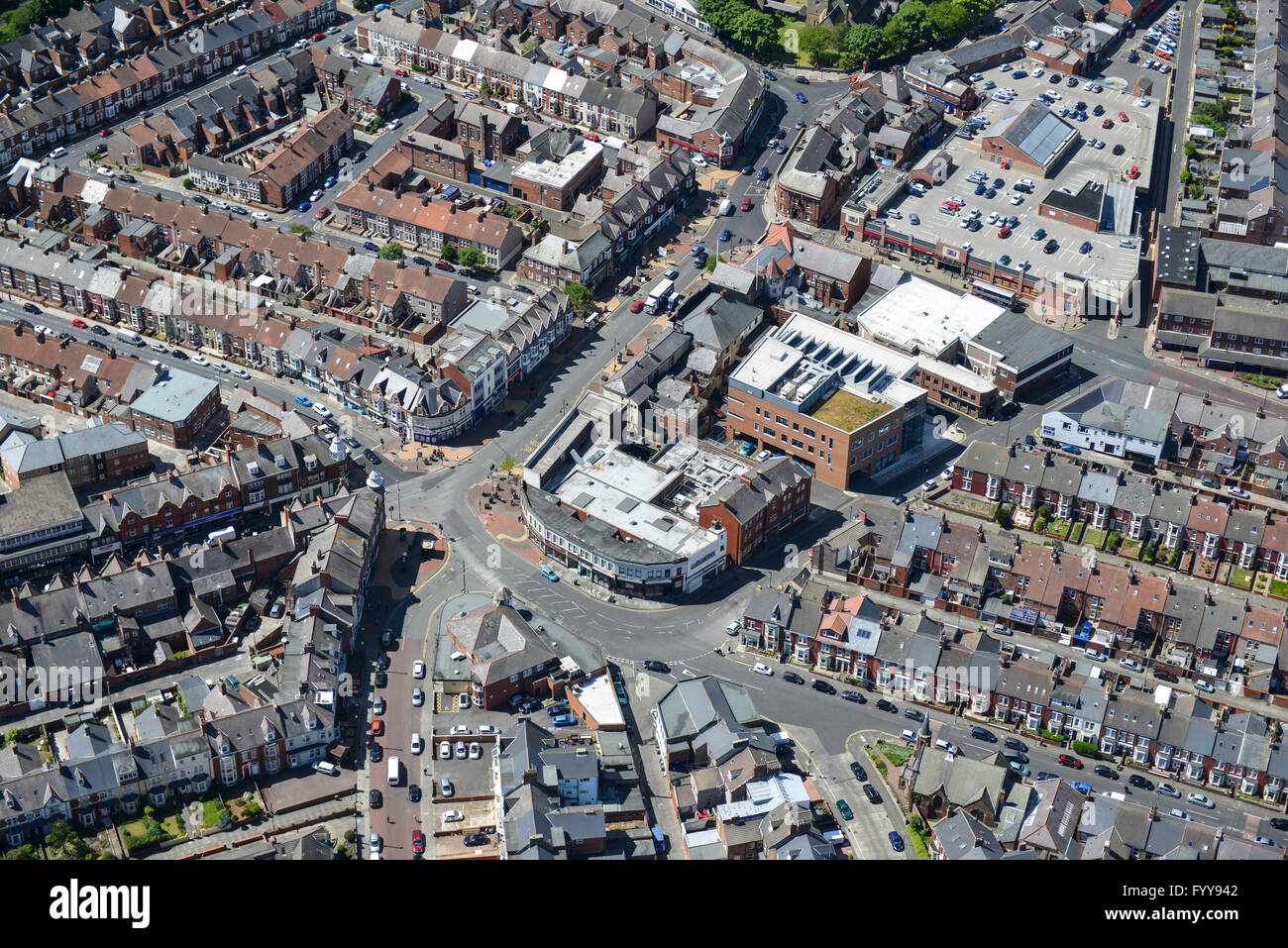 An aerial view of the town centre of Whitley Bay, Tyne & Wear Stock