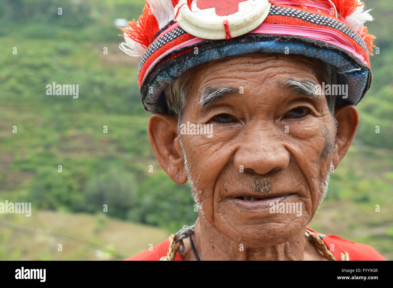 Portrait of an Ifugao elder in Banaue, Philippines Stock Photo