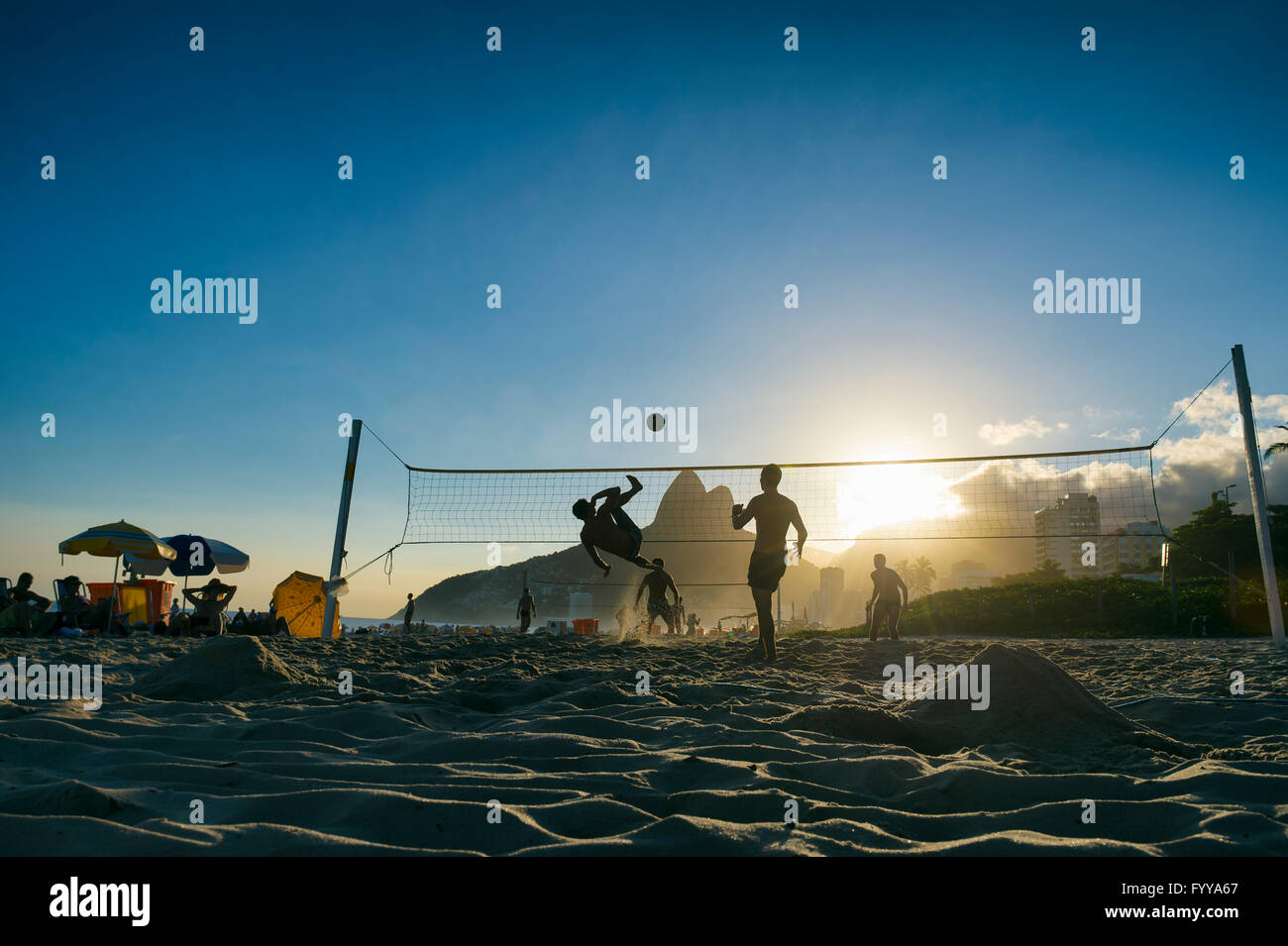 beach football, keepy uppy, keepie uppie, brazilian, carioca, rio, playing, copacabana beach, shore, sea, water, day, bright, me Stock Photo