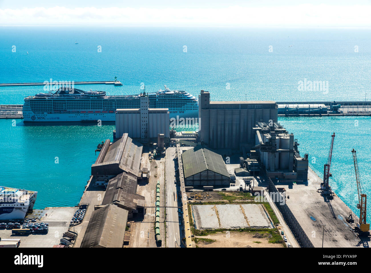 View of the loading dock of goods at the port of Barcelona in Catalonia