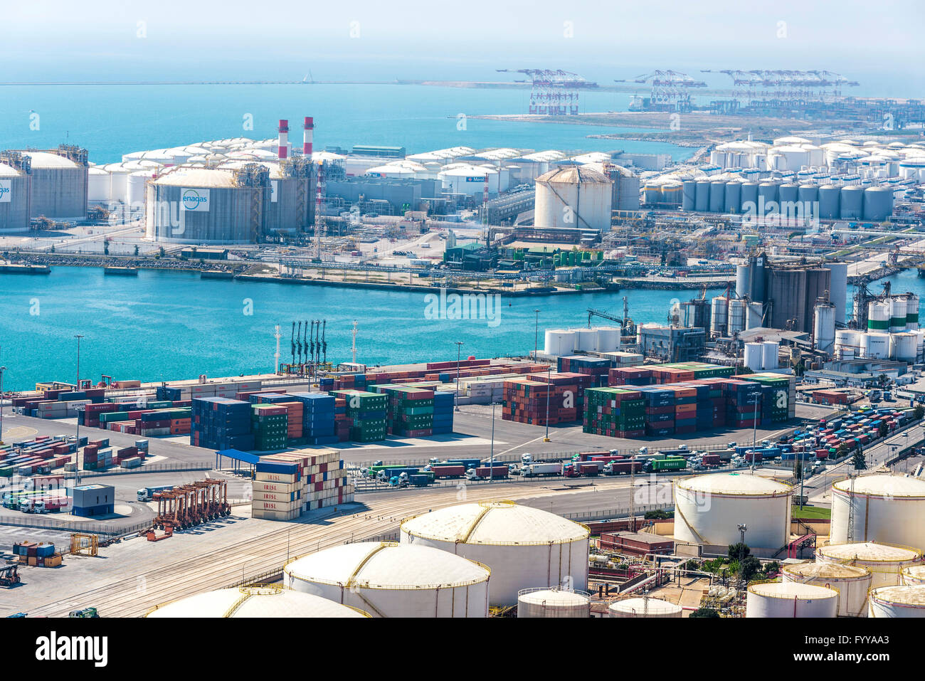 View of the loading dock of goods at the port of Barcelona in Catalonia