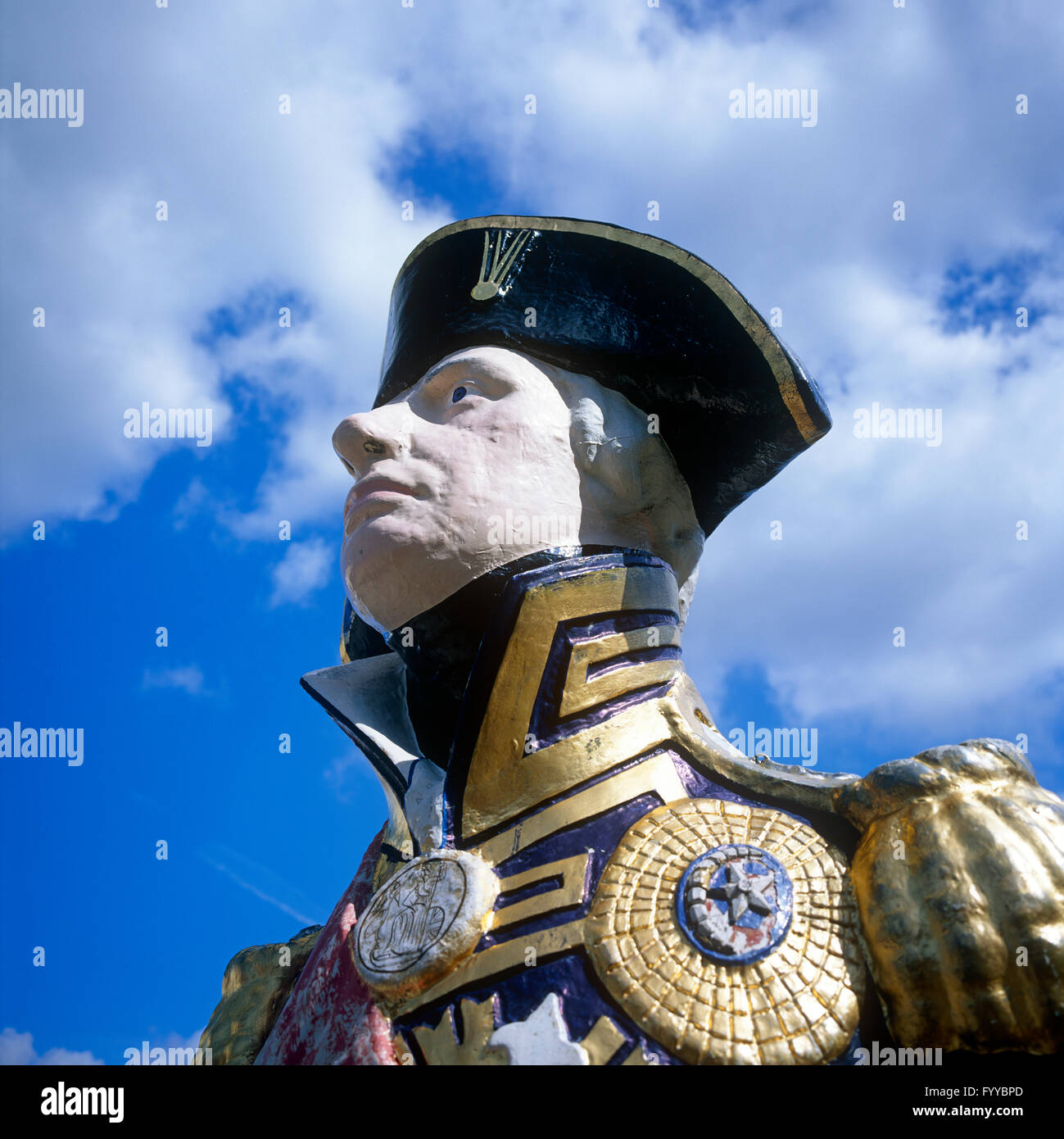 Statue, H.M.S Trafalgar Historic Ships Portsmouth Hants UK Stock Photo