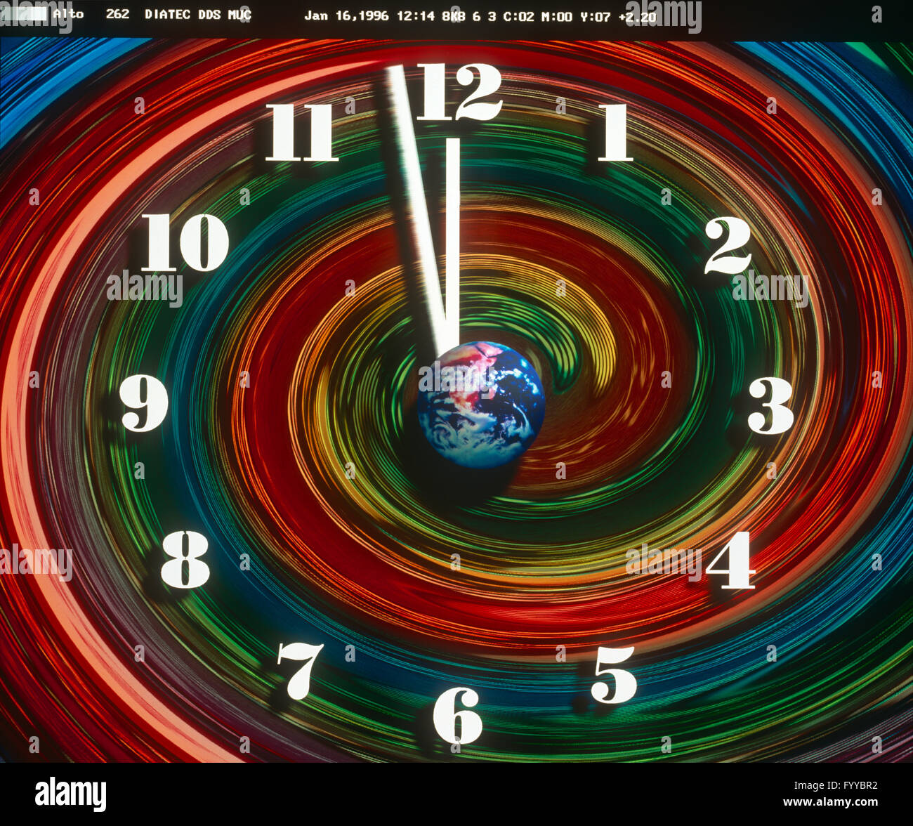Colorful clock graphic Stock Photo