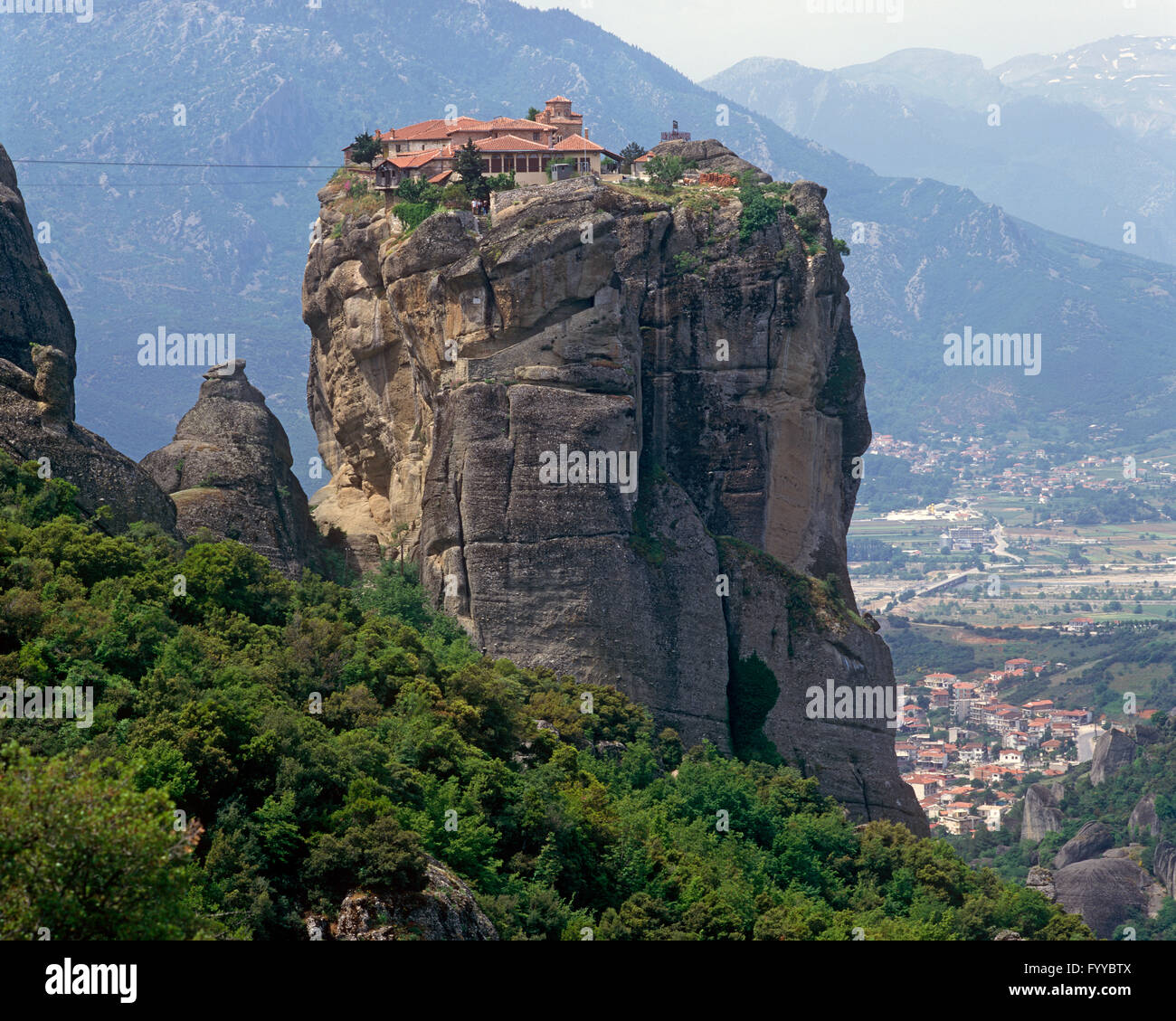 Houses on a tall rocky hill, outside Stock Photo Alamy