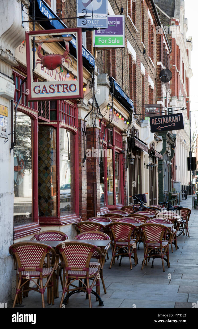 Venn Street Restaurants Sidewalk in Clapham - London UK Stock Photo
