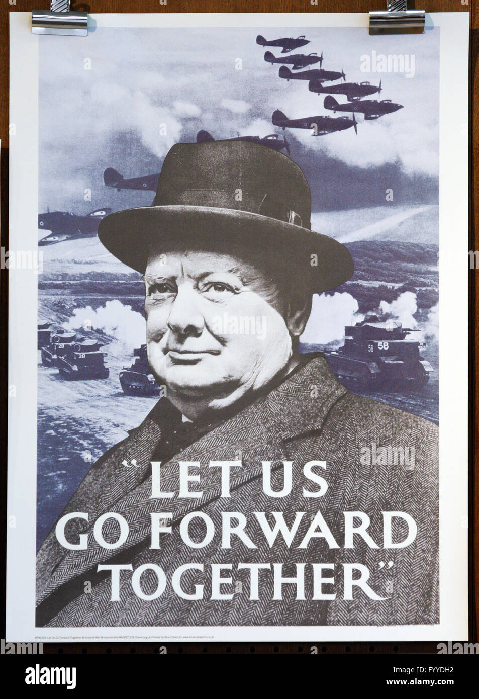 Second World War poster Winston Churchill Let Us Go Forward Together Stock Photo