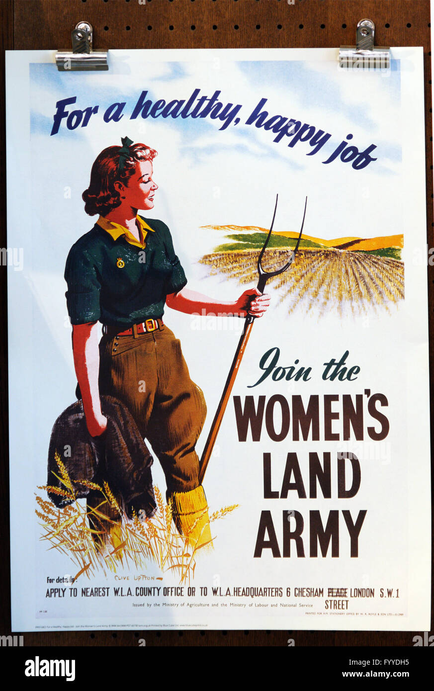 Second World War Women's Land Army recruitment poster Stock Photo