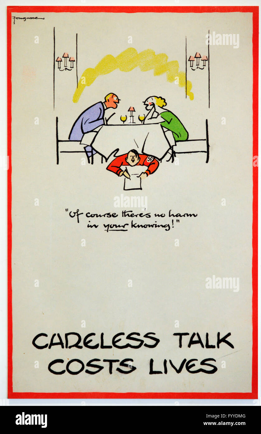 Second World War "Careless Talk Costs Lives" warning poster Stock Photo