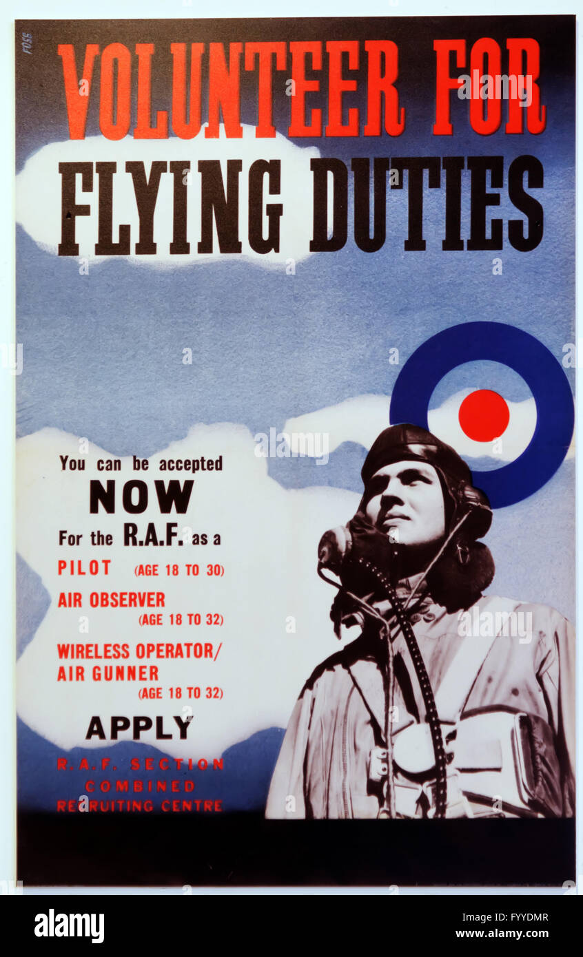 Second World War RAF pilot recruitment poster Stock Photo