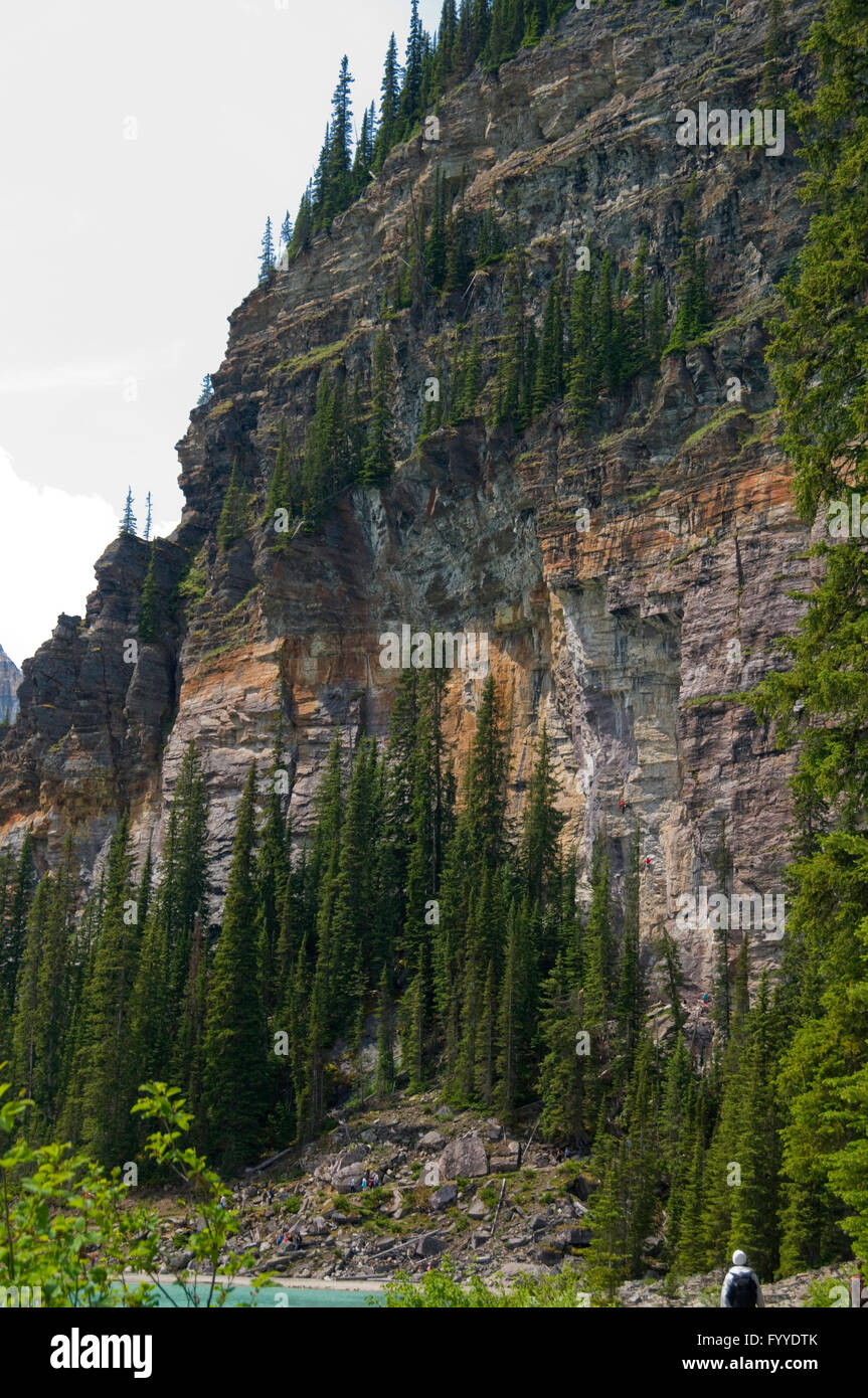 Rock climbers  in Canada, near Lake Louise in Banff Stock Photo