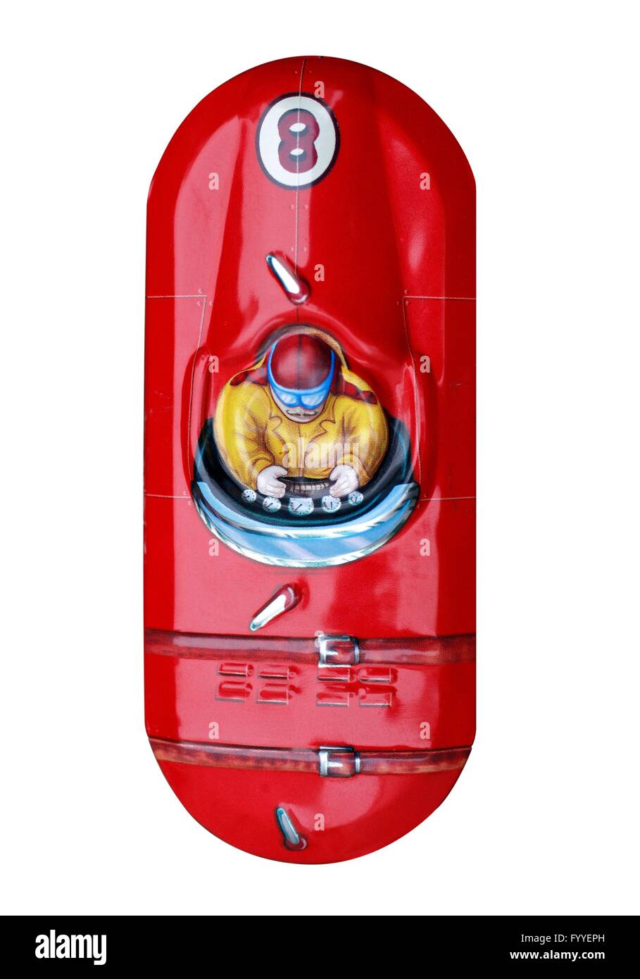 Vintage tin toy racing car isolated on white Stock Photo - Alamy