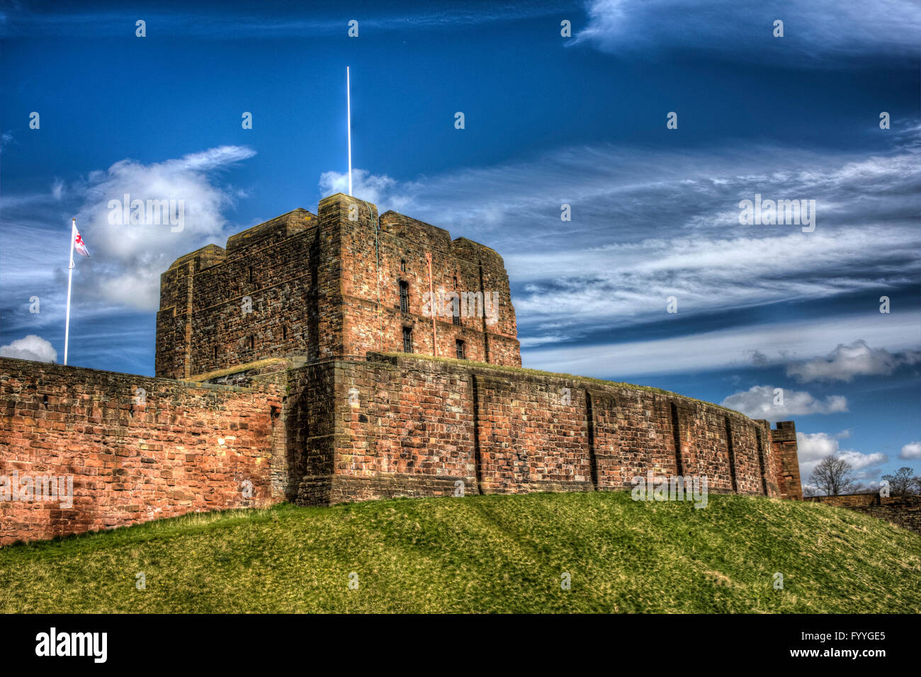 Carlisle Castle - tower on the hill. HDR image. Stock Photo