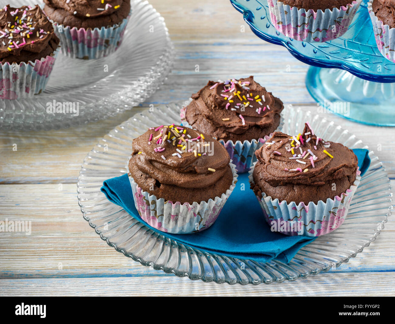 Vegan chocolate cupcakes Stock Photo