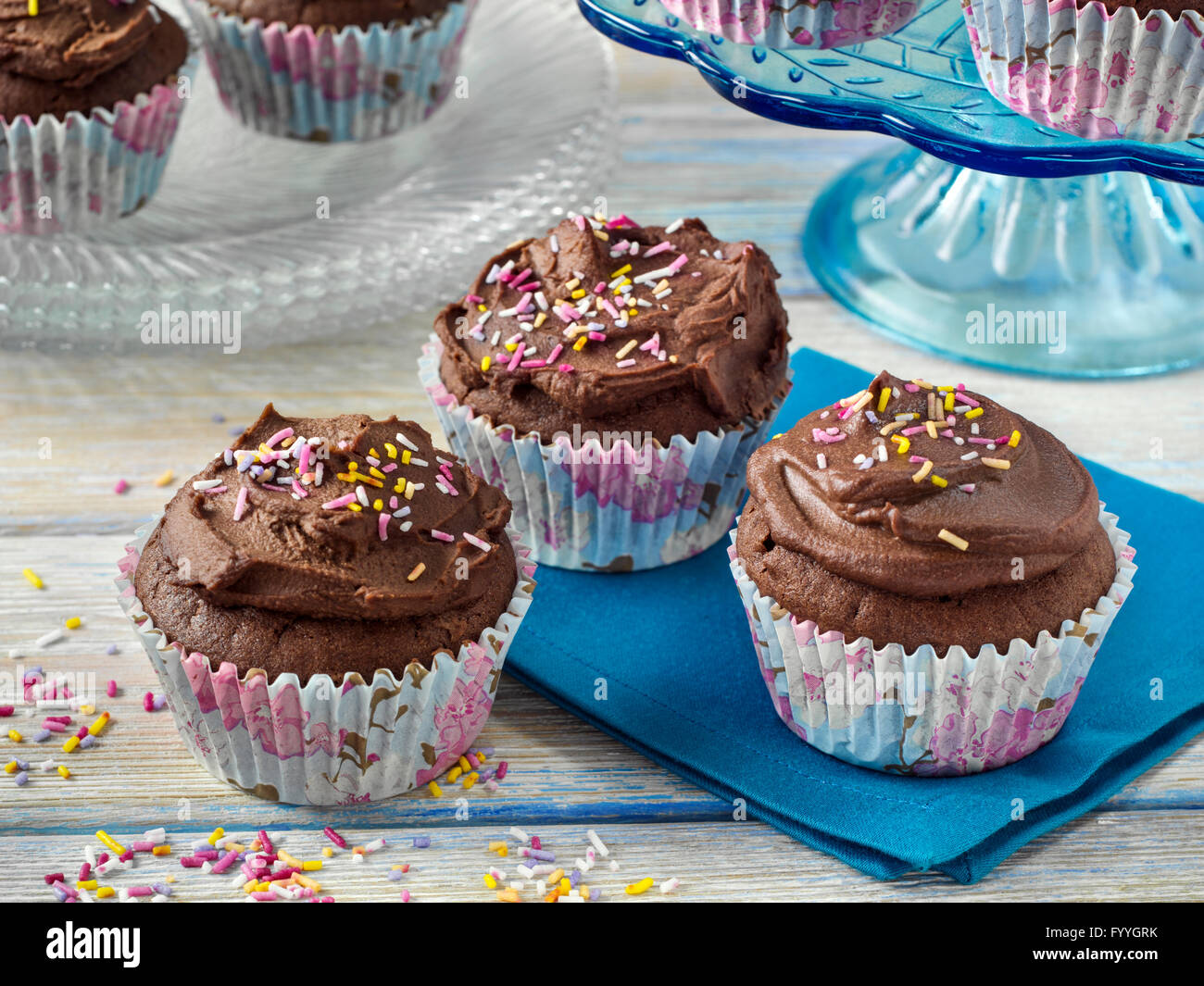 Vegan chocolate cupcakes Stock Photo